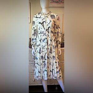 Dear Drew by Drew Barrymore Midi Dress Parisian Eiffel Tower print cream size 0